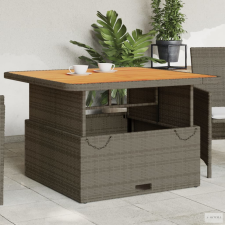 vidaXL Szürke polyrattan és akácfa kerti asztal 110 x 110 x 71 cm kerti bútor
