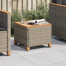 vidaXL szürke polyrattan és akácfa kerti asztal 45 x 45 x 37 cm kerti bútor