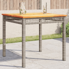 vidaXL szürke polyrattan és akácfa kerti asztal 80 x 80 x 74 cm kerti bútor