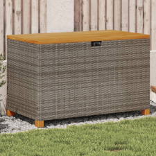 vidaXL szürke polyrattan és akácfa kerti tárolóláda 110 x 55 x 63 cm kerti tárolás