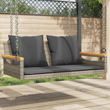 vidaXL szürke polyrattan hintapad párnákkal 109 x 62 x 40 cm hintaágy