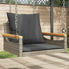 vidaXL szürke polyrattan hintapad párnákkal 63 x 62 x 40 cm hintaágy