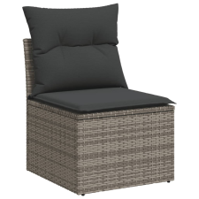 vidaXL szürke polyrattan karfa nélküli kerti kanapé párnával (366135) kerti bútor