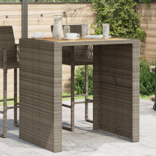 vidaXL szürke polyrattan kerti asztal akácfa lappal 105 x 80 x 110 cm kerti bútor
