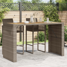 vidaXL szürke polyrattan kerti asztal akácfa lappal 185 x 80 x 110 cm kerti bútor