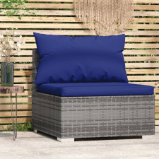 vidaXL szürke polyrattan kerti középső kanapé párnákkal kerti bútor