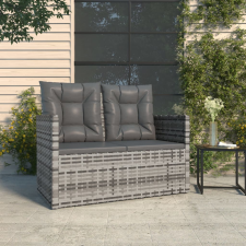 vidaXL szürke polyrattan kerti pad párnákkal 105 cm kerti bútor