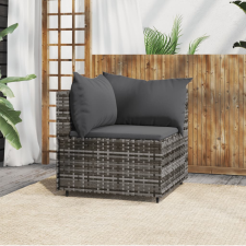 vidaXL szürke polyrattan kerti sarokkanapé párnákkal kerti bútor