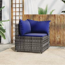 vidaXL szürke polyrattan kerti sarokkanapé párnákkal kerti bútor