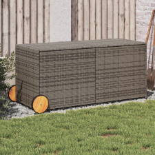 vidaXL szürke polyrattan kerti tárolóláda kerekekkel 283 L kerti tárolás