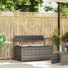 vidaXL szürke polyrattan kerti tárolópad párnával kerti bútor