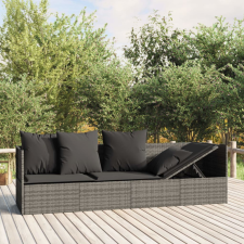 vidaXL szürke polyrattan kültéri társalgókanapé párnákkal kerti bútor