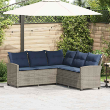 vidaXL szürke polyrattan L-alakú kanapé párnákkal kerti bútor