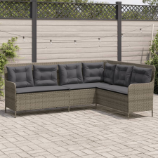 vidaXL szürke polyrattan L-alakú kerti kanapé párnákkal kerti bútor