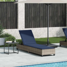 vidaXL szürke polyrattan napozóágy párnákkal 55x200x25,5 cm kerti bútor