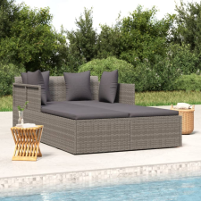 vidaXL szürke polyrattan napozóágy párnával 182 x 118 x 63 cm kerti bútor
