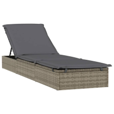 vidaXL szürke polyrattan napozóágy párnával 201 x 55 x 62 cm (319631) kerti bútor