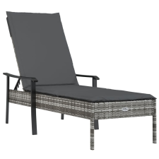 vidaXL szürke polyrattan napozóágy párnával (362807) kerti bútor