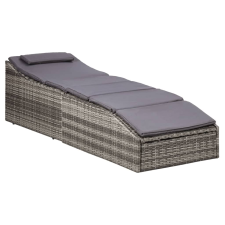 vidaXL szürke polyrattan napozóágy párnával (46540) kerti bútor