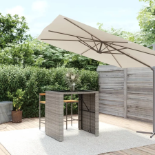 vidaXL szürke polyrattan üveglapos kerti asztal 105 x 80 x 110 cm kerti bútor