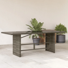 vidaXL Szürke polyrattan üveglapos kerti asztal 190 x 80 x 75 cm kerti bútor