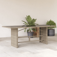 vidaXL szürke polyrattan üveglapos kerti asztal 190x80x74 cm kerti bútor