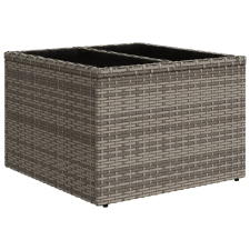 vidaXL szürke polyrattan üveglapos kerti asztal 55 x 55 x 37 cm (366120) kerti bútor