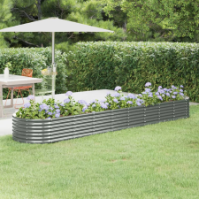 vidaXL szürke porszórt acél kerti ültetőláda 368x80x36 cm kerti dekoráció
