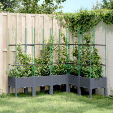 vidaXL Szürke pp rácsos kerti ültetőláda 160 x 120 x 142,5 cm kerti tárolás
