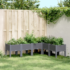 vidaXL Szürke PP rácsos kerti ültetőláda 160 x 120 x 42 cm kerti tárolás