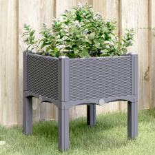 vidaXL Szürke PP rácsos kerti ültetőláda 40 x 40 x 42 cm kerti tárolás