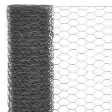 vidaXL szürke PVC-bevonatú acél csirkeháló drótkerítés 25 x 0,5 m (143275) kerti bútor