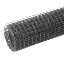 vidaXL szürke PVC-bevonatú acél csirkeháló drótkerítés 25 x 1,5 m (143658) építőanyag