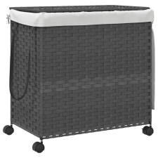 vidaXL szürke rattan szennyeskosár kerekekkel 60x35x60,5 cm (372041) bútor