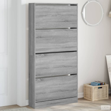 vidaXL Szürke sonoma cipőszekrény 4 kihajtható fiókkal 80x21x163,5 cm bútor