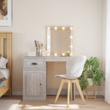 vidaXL Szürke sonoma fésülködőasztal led-lámpákkal 90x42x132,5 cm bútor