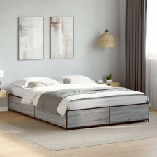 vidaXL szürke sonoma szerelt fa és fém ágykeret 120 x 200 cm ágy és ágykellék