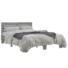 vidaXL szürke sonoma szerelt fa és fém ágykeret 135 x 190 cm ágy és ágykellék