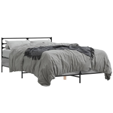 vidaXL szürke sonoma szerelt fa és fém ágykeret 140x190 cm ágy és ágykellék
