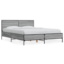 vidaXL szürke sonoma szerelt fa és fém ágykeret 140x190 cm ágy és ágykellék