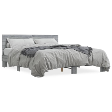 vidaXL szürke sonoma szerelt fa és fém ágykeret 150 x 200 cm ágy és ágykellék