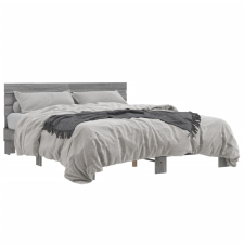 vidaXL szürke sonoma szerelt fa és fém ágykeret 160 x 200 cm ágy és ágykellék