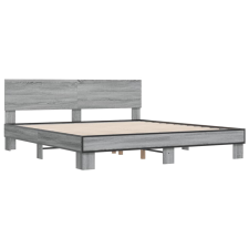 vidaXL szürke sonoma szerelt fa és fém ágykeret 200 x 200 cm (3280175) ágy és ágykellék