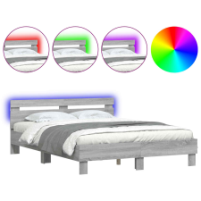 vidaXL szürke sonoma színű ágykeret fejtámlával és LED-del 140x190 cm (3207565) ágy és ágykellék