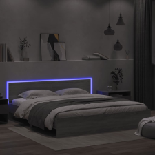 vidaXL szürke sonoma színű ágykeret fejtámlával és LED-del 200x200 cm ágy és ágykellék