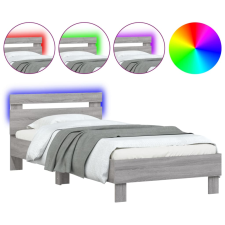vidaXL szürke sonoma színű ágykeret fejtámlával és LED-ekkel 90x200 cm (838720) ágy és ágykellék