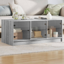 vidaXL szürke sonoma színű dohányzóasztal üvegajtókkal 102x50x42 cm bútor
