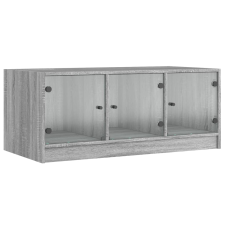 vidaXL szürke sonoma színű dohányzóasztal üvegajtókkal 102x50x42 cm (836418) bútor