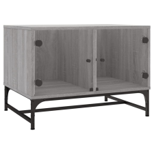 vidaXL szürke sonoma színű dohányzóasztal üvegajtókkal 68,5x50x50 cm (836544) bútor