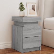 vidaXL szürke sonoma színű éjjeliszekrény LED-világítással 35x39x55 cm bútor
